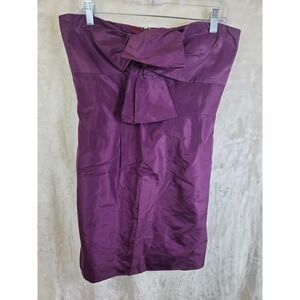 J.Crew‎ Purple 100% Silk Strapless Bow Cocktail Dress Size 8 RN77388